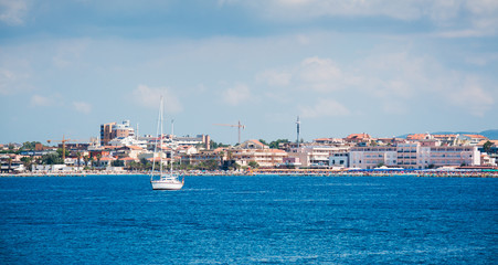 Fototapeta premium boat in Alghero sea