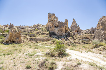 Cappadocia. Picturesque cliffs with caves in Goreme Park