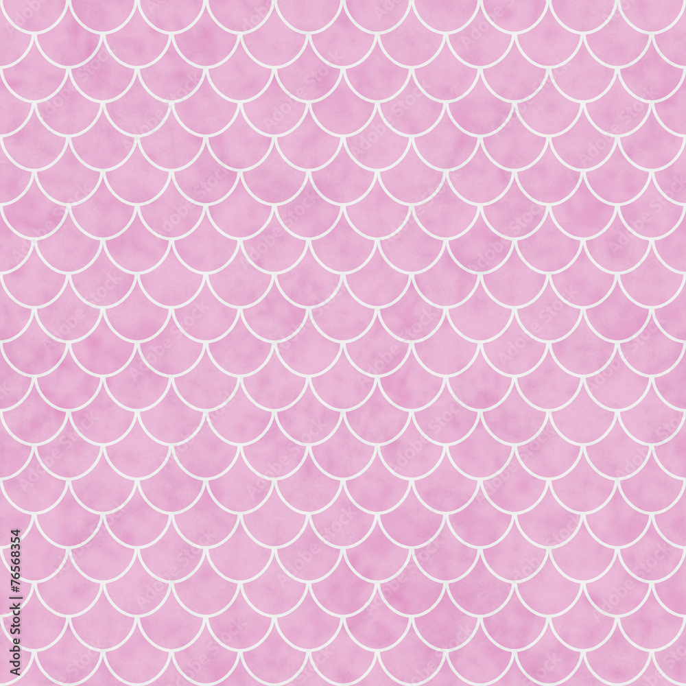 Sticker Pink and White Shell Tiles Pattern Repeat Background