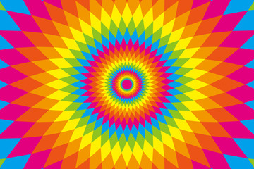 #Background #wallpaper #Vector #Illustration #design #free #free_size #charge_free #colorful #color rainbow,show business,entertainment 背景,素材,壁紙,虹色,七色,カラフル,ラテン風,エスニック風,エスニック模様,ひし形,菱形,放射状,メキシコ風,サイケデリック