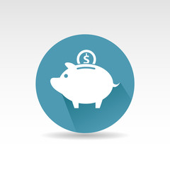 White pig icon, vector illustration. Flat design