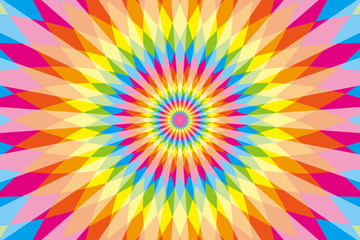 #Background #wallpaper #Vector #Illustration #design #free #free_size #charge_free #colorful #color rainbow,show business,entertainment 背景,素材,壁紙,虹色,七色,カラフル,ラテン風,エスニック風,エスニック模様,ひし形,菱形,放射状,メキシコ風,サイケデリック