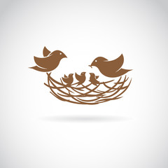 Vector image of an birds family in love