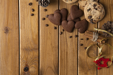 Cookies on wooden background