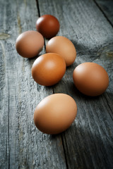 Eggs on an old rural table