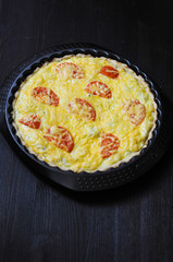 Vegetarian pie with cottage cheese and feta and tomatoes