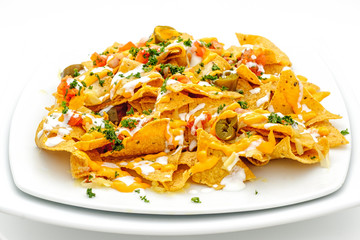 Fastfood - Pieces of crispy loaf wth olives and mayonnaise