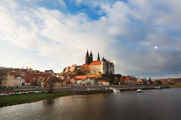 Naklejka na ściany i meble Cityscape of Meissen in Germany with the Albrechtsburg castle