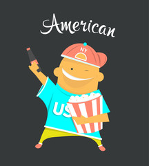 American or yankee man character, citizen of the USA