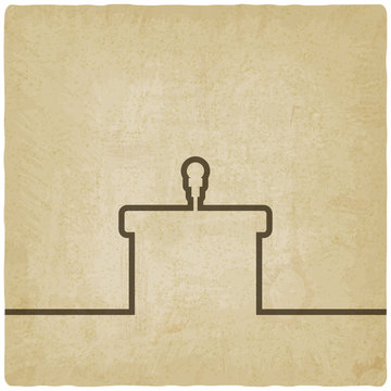 podium with microphone old background