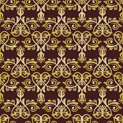 Pattern in the style of Baroque. Abstract Vector Golden