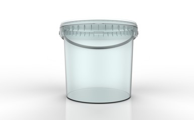 Clear Food Plastic Tub Bucket Container With Lid Cap For Dessert - obrazy, fototapety, plakaty