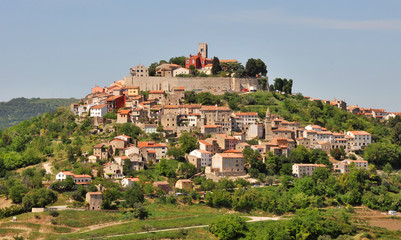 Medieval town Motovun on a top of a hill, Croatia. - 76580174