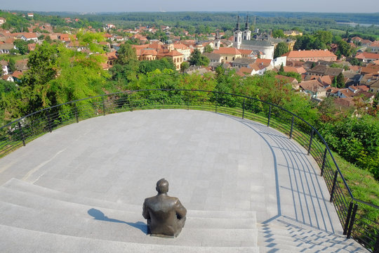 View Sremski Karlovci Town From Panoramic Point With Statue, Ser