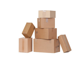 Carton boxes isolated over white background