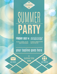 Modern style summer party flyer template - 76581586