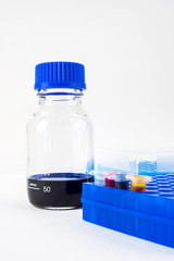 Laboratory flask and eppendorf tubes