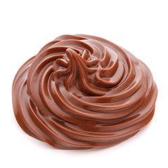 Chocolate cream swirl isolated on white background cutout