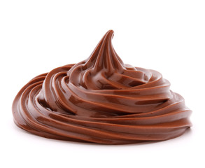 Chocolate cream swirl isolated on white background cutout