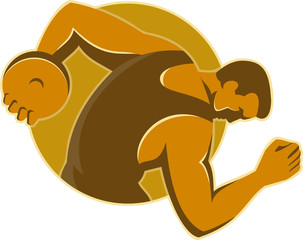 Discus Thrower Throwing Side Retro