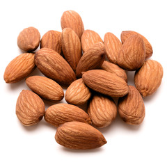 almond nuts isolated on white background close up