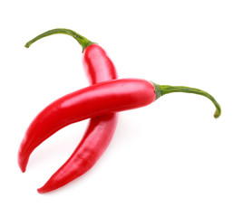red chili or chilli cayenne pepper isolated on white  background