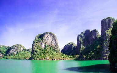 limestone cliffs in Halong bay Vietnam