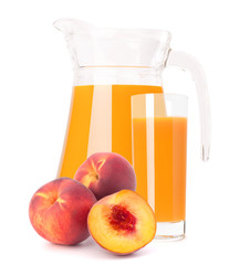 Peach fruit juice in glass jug
