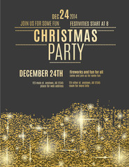 Glittering Gold Christmas party invitation flyer - 76584720
