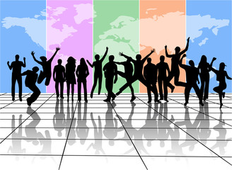 Illustration of people jumping