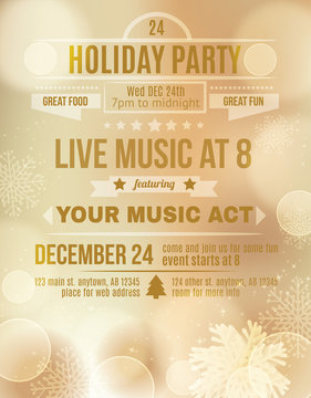 Soft Gold Holiday party invitation flyer