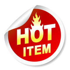 Isolated on white hot item badge with flame