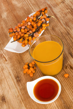 Buckthorn juice and oil.