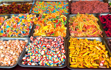 Mixed Colorful Fruit Bonbons and Jellybeans