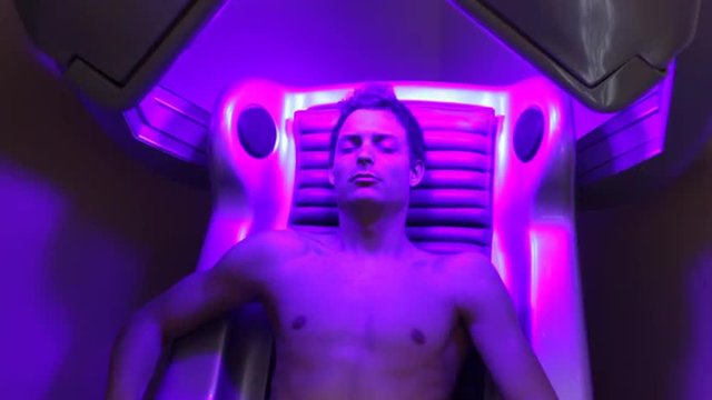 beautiful man in solarium