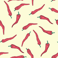 Red chili peppers seamless pattern