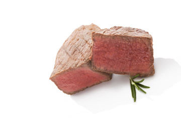 Big steak isolated on white.