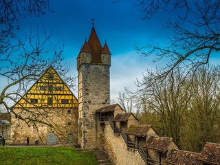 Stadtmauer und Wehrturm von Rothenburg ob der Tauber