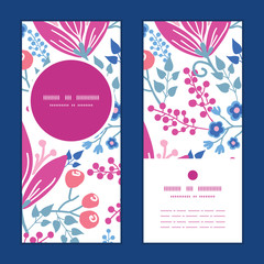 Vector pink flowers vertical round frame pattern invitation