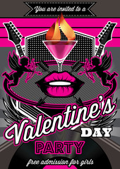 Disco background for Valentine party poster