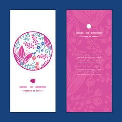 Vector pink flowers vertical round frame pattern invitation