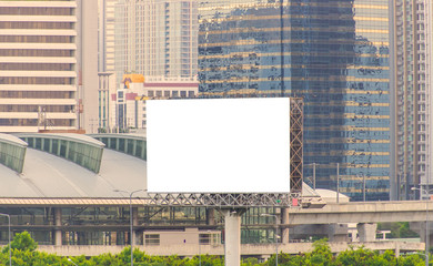 Obraz premium large blank billboard with city view background