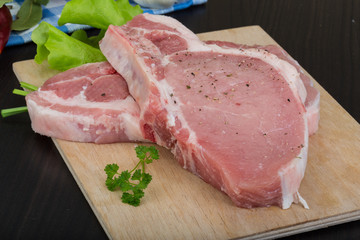 Raw t-bone steak