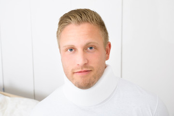 Man Wearing Cervical Collar