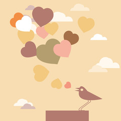 Hearts and bird