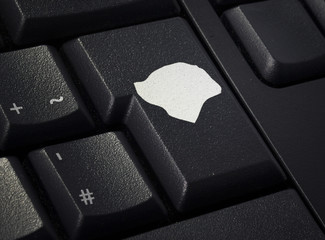 Keyboard with return key in the shape of Guinea-Bissau.(series)