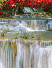 Waterfall in deep rain forest jungle (Huay Mae Kamin Waterfall i