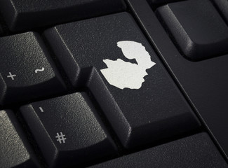 Keyboard with return key in the shape of Zambia.(series)