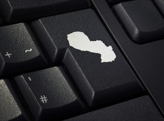 Keyboard with return key in the shape of Paraguay.(series)