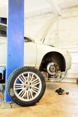 Naklejka na ściany i meble Image of a car repair garage